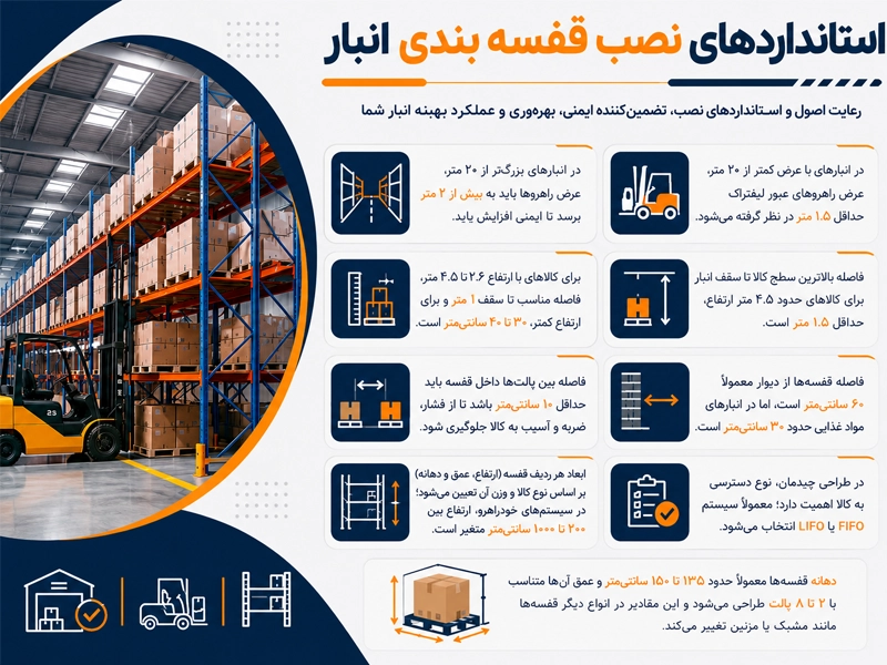 استاندارد نصب قفسه بندی انبار صنعتی
